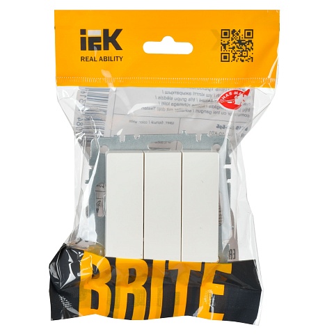 IEK BRITE Выключатель 3-клавишный 10А ВС10-3-0-БрБ белый