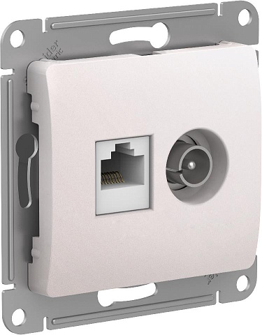 SE Glossa Перламутр Розетка двойная TV + компьютерная RJ45, кат. 5Е