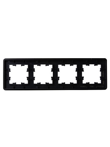 IEK BRITE DECOR Черный матовый стекло скругл.угол Рамка 4-м РУ-4-2-Бр RE
