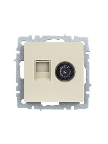 IEK BRITE Розетка двойная TV+RJ45 кат.5E РТВ/РК12-БрКр бежевый