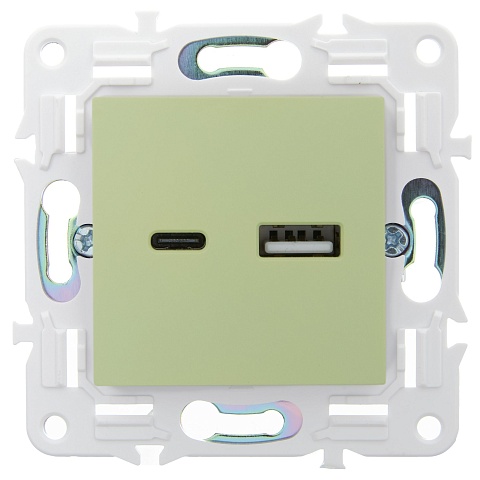 IEK SKANDY Мятный Розетка USB A+C 3,1А SK-R14G