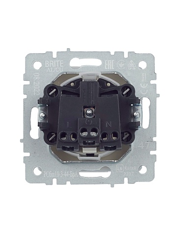 IEK BRITE Розетка 1-местная с заземлением с защитными шторками и крышкой 16А IP44 РСбш10-3-44-БрА алюминий