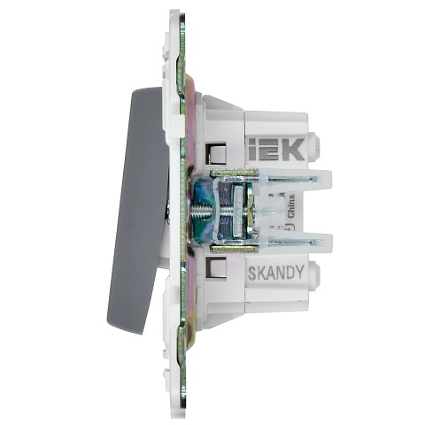 IEK SKANDY Серый Выключатель 2-клавишный перекрестный 10А SK-V06Gr