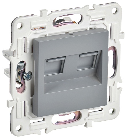 IEK SKANDY Серый Розетка компьютерная двойная RJ45 кат.5E SK-K03Gr