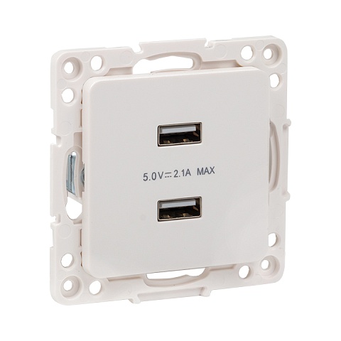 EKF PROxima Стокгольм Белый Розетка USB 2-ая, 2,1А