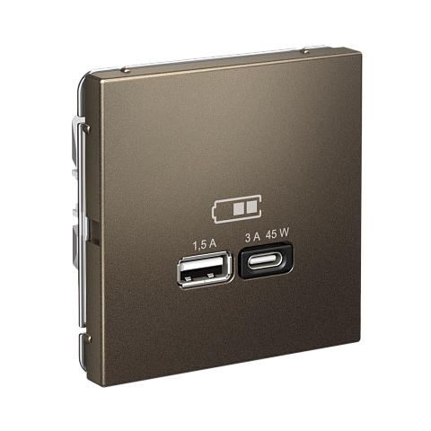 Systeme Electric ArtGallery Мокко USB Розетка A + тип-C 45Вт высокоскор.заряд. QC, PD, механизм