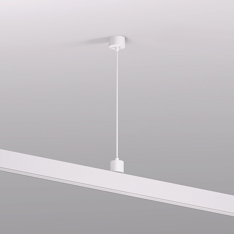 Denkirs TR2124-WH Подвод питания для подвесного монтажа, для трека SMART, серия Base, АС 220-240V, IP20, 5м, белый, алюминий