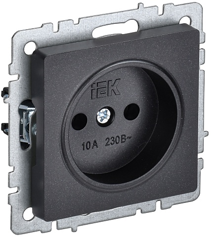 IEK BRITE Розетка 1-местная без заземления без защитных шторок 10А РС10-1-0-БрЧ черный
