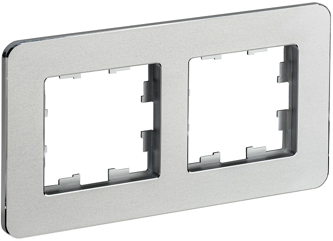 IEK BRITE DECOR Алюминий металл. скругл.угол Рамка 2-м РУ-2-1-Бр RE