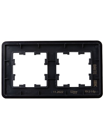 IEK BRITE DECOR Черный металл. скругл.угол Рамка 2-м РУ-2-1-Бр RE