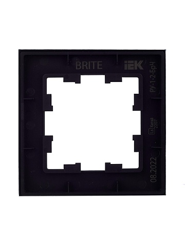 IEK BRITE Рамка 1-мест. РУ-1-2-БрЧ стекло черн.
