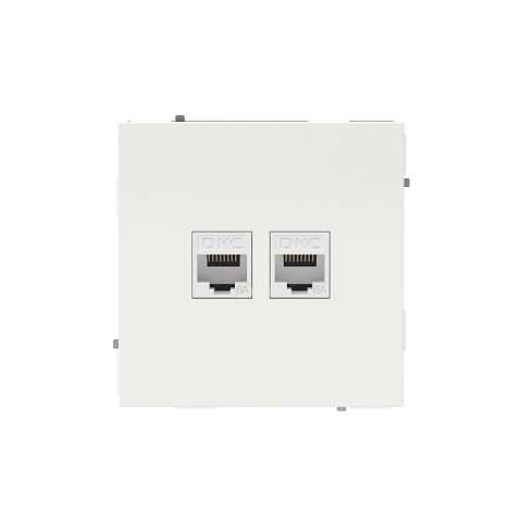 DKC KANT Компьютерная розетка RJ-45 без шторки, кат.6А двойная, белая магнолия