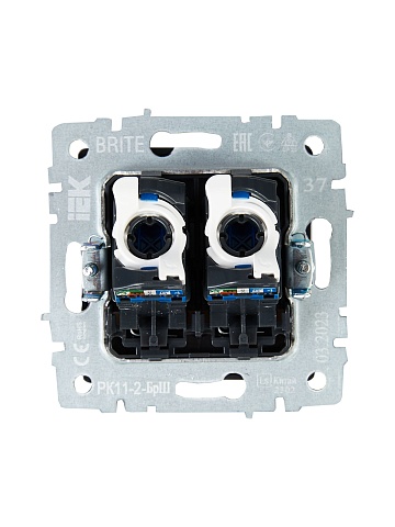 IEK BRITE BASE Шампань Розетка комп. 2-ая RJ45 кат.6 РК11-2-БрШ
