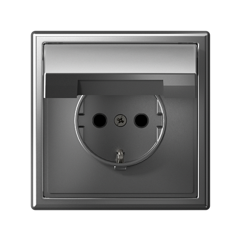 Systeme Electric ArtGallery Сталь Розетка с заземл. со шторк. с крышк., 16А, IP20,  механизм, быстрозажим. клем.