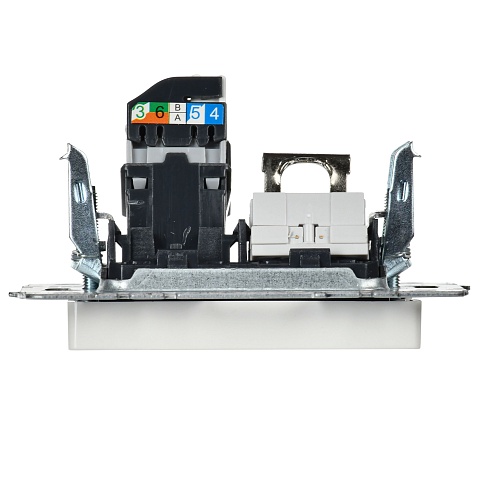 IEK BRITE Розетка двойная RJ11+RJ45 кат.5E РК/Т12-БрБ белый