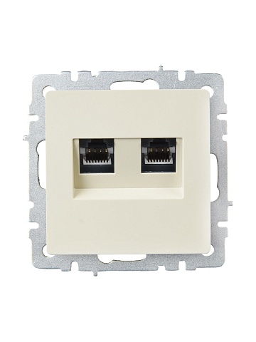 IEK BRITE BASE Бежевый Розетка комп. 2-ая RJ45 кат.6 РК11-2-БрКр