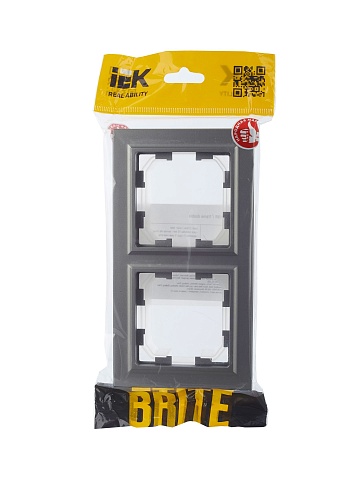 IEK BRITE Рамка 2-местная IP44 РУ-2-БрС-44 сталь