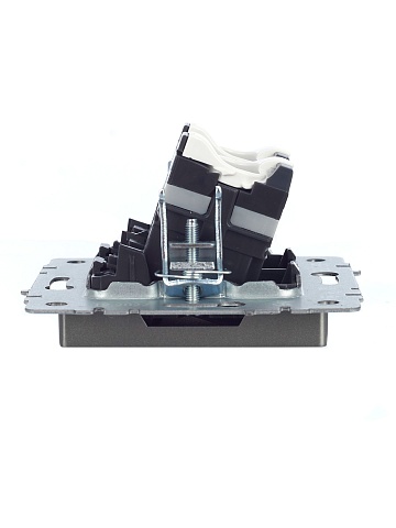 IEK BRITE Розетка компьютерная двойная RJ45 кат.5E РК10-2-БрС сталь