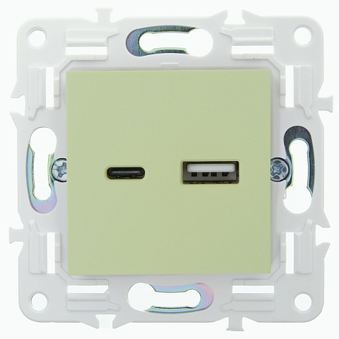 IEK SKANDY Мятный Розетка USB A+C 18Вт SK-R13G