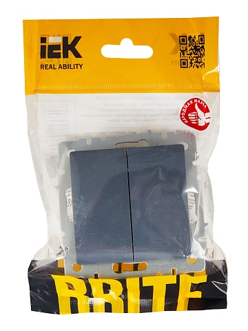 IEK BRITE Выключатель 2-клавишный проходной 10А ВС10-2-6-БрМ маренго