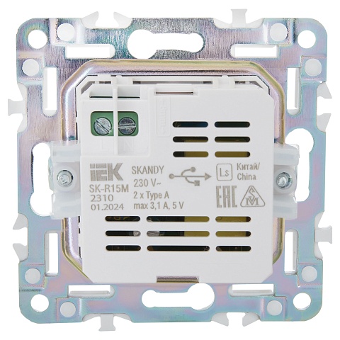 IEK SKANDY Мятный Розетка USB A+A 3,1А SK-R15G