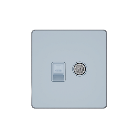 Systeme Electric Systeme Infinity Стальное небо Розетка информационная TV/FM и RJ-45 кат.5е