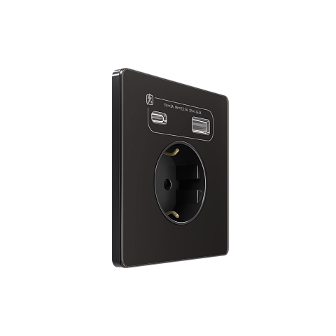 Systeme Electric Systeme Infinity Полярная ночь Розетка с заземлением со шт. с USB А+С 20Вт