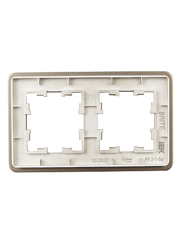IEK BRITE DECOR Латунь металл. скругл.угол Рамка 2-м РУ-2-1-Бр RE