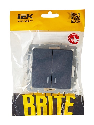 IEK BRITE Выключатель 2-клавишный с индикацией 10А ВС10-2-1-БрМ маренго