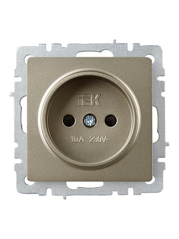 IEK BRITE BASE Шампань Розетка без з/к с з/ш 10А РСш10-2-БрШ