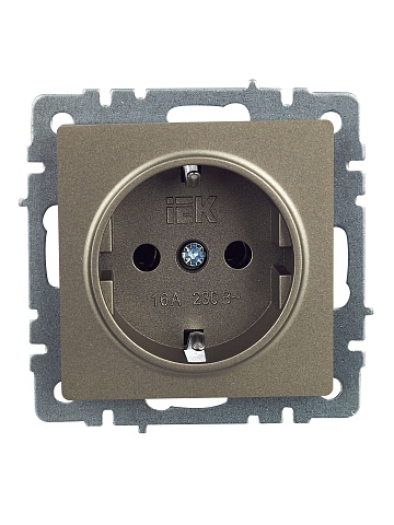 IEK BRITE Розетка 1-местная с заземлением без защитных шторок 16А РС11-1-0-БрШ шампань