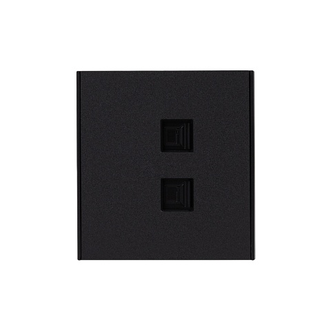 KRANZ STRONG Розетка компьютерная двойная RJ45+RJ45 кат6 с/у антрацит , с 1-пост. рамкой