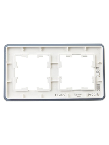 IEK BRITE DECOR Белый матовый стекло скругл.угол Рамка 2-м РУ-2-2-Бр RE