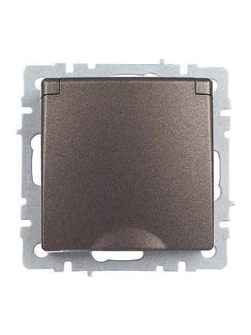 IEK BRITE Розетка 1-местная с заземлением с защитными шторками и крышкой 16А IP44 РСбш10-3-44-БрТБ темная бронза