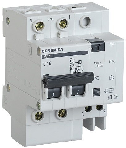 IEK GENERICA Диф.автомат АД12 2Р 63А 30мА