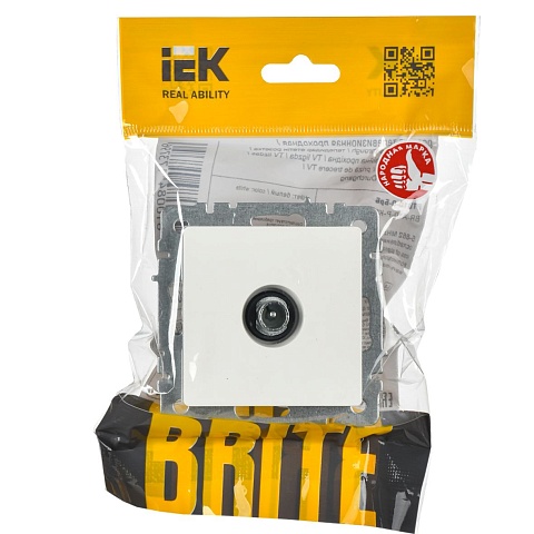 IEK BRITE Розетка TV проходная РТВ10-0-БрБ белый