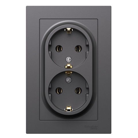 Systeme Electric AtlasDesign Базальт Розетка двойная с/з, 16А, в сборе