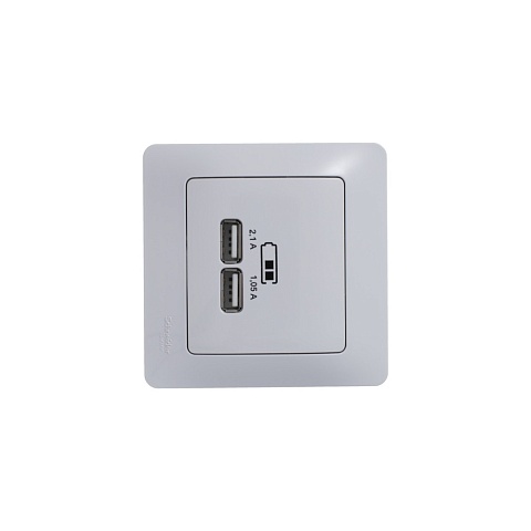 SE Glossa Бел Розетка USB 5В/2,1А, 2х5В/1,05А