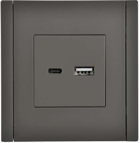 IEK FORTE&PIANO Серый Розетка USB A+C 18Вт FP351