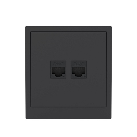 DKC KANT Компьютерная розетка RJ-45 без шторки, кат.5е двойная, черный уголь