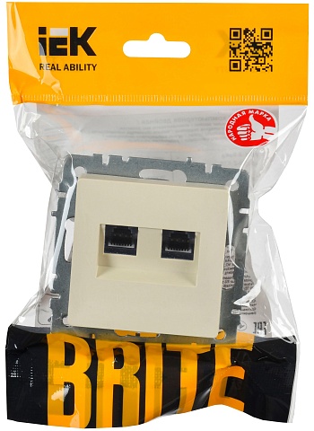 IEK BRITE Розетка двойная RJ11+RJ45 кат.5E РК/Т12-БрКр бежевый