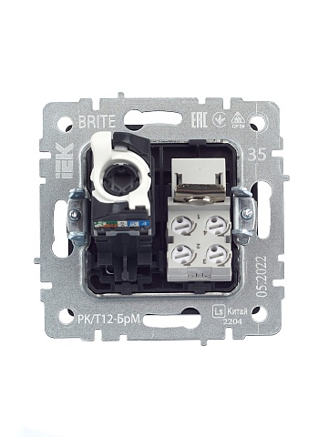 IEK BRITE Розетка двойная RJ11+RJ45 кат.5E РК/Т12-БрМ маренго