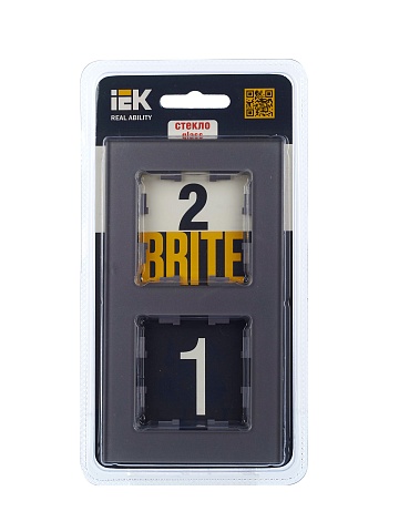 IEK BRITE Рамка 2-мест. РУ-2-2-БрСе стекло сер.