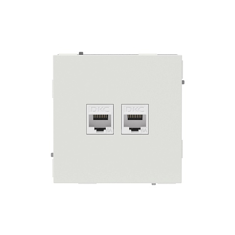DKC KANT Компьютерная розетка RJ-45 без шторки, кат.6А двойная, белый песок