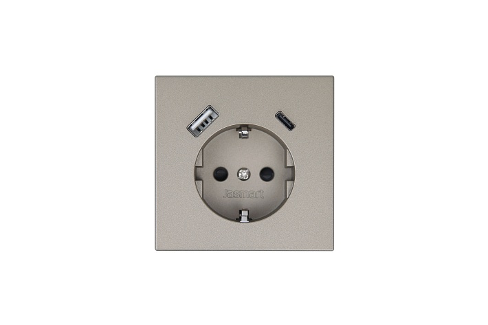 Jasmart FD Бронза Розетка с/з со шторками 16A c USB A+C 25W