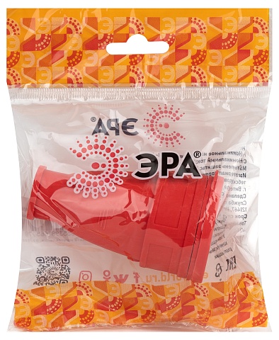 ЭРА Розетка RX10-R-IP44 каучуковая c заземлением 16А IP44 прямая красная