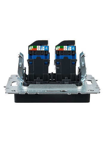 IEK BRITE BASE Графит Розетка комп. 2-ая RJ45 кат.6 РК11-2-БрГ