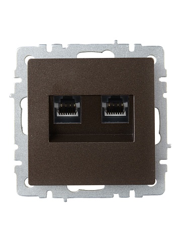 IEK BRITE BASE Темн.бронза Розетка комп. 2-ая RJ45 кат.6 РК11-2-БрТБ