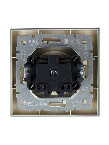 IEK BRITE BASE Алюминий Розетка без з/к/ш 10А в сб. РСР10-1-0-БрА