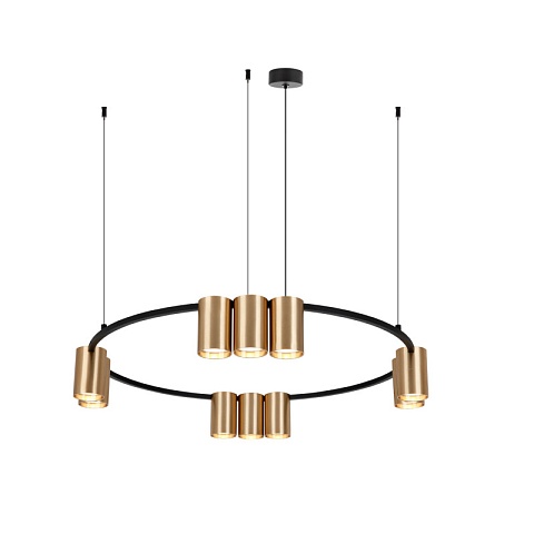 Denkirs DK4065-BK+SG Подвесной светильник ORBIT , IP20, 10xGU10 LED до 15 Вт, черный + сатинированное золото, алюминий